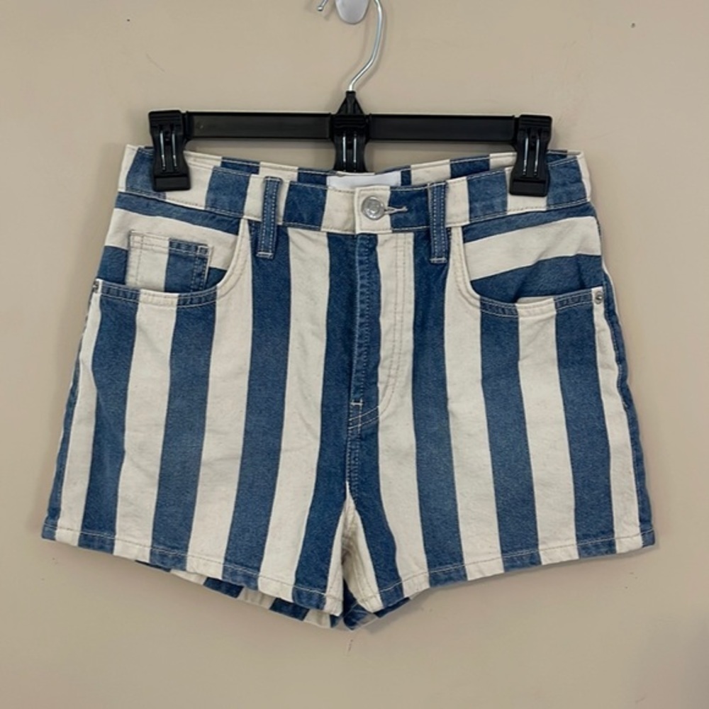Current Elliot stripe jean shorts